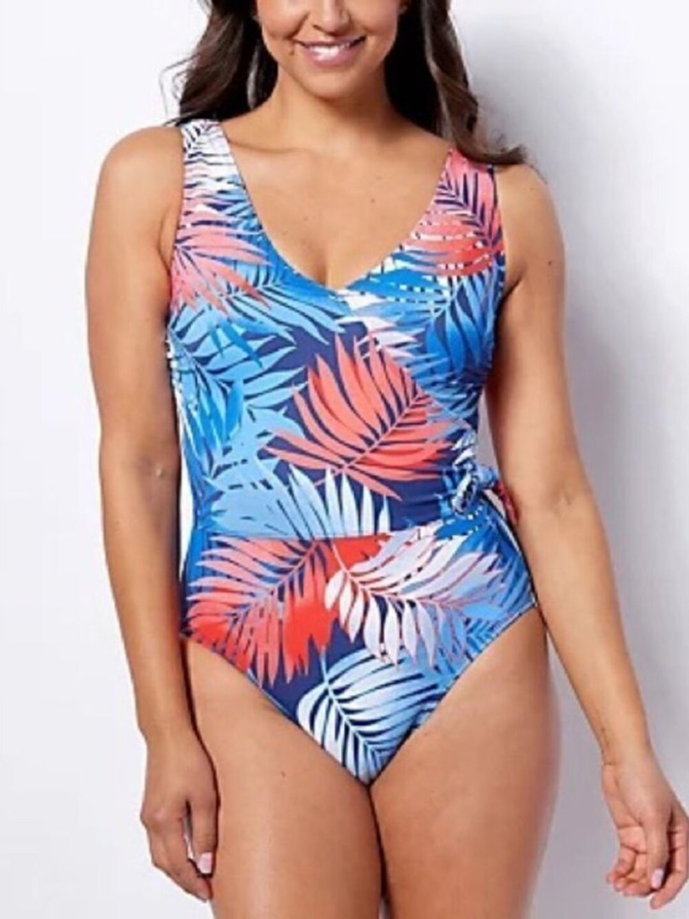 Denim & Co. Beach V-Neck Wrap Front One-Piece